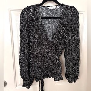 & Other Stories B&W Polkadot Wrap Blouse